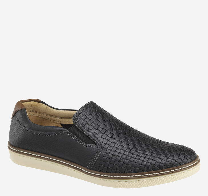 Johnston & Murphy McGuffey Woven Slip On Skor Herr - Svarta Skor [YU0318269]